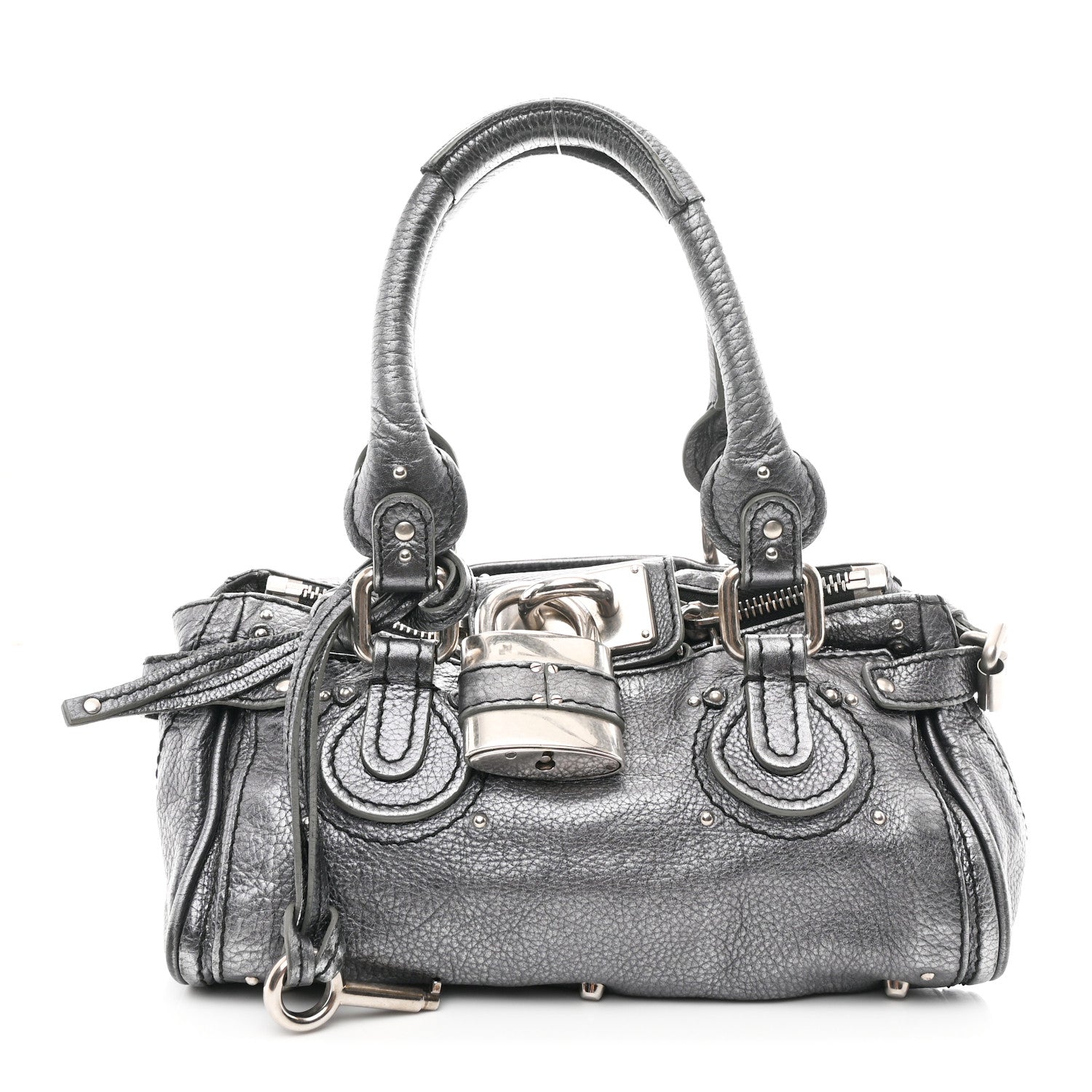 Chloe Metallic Calfskin Medium Paddington Satchel Grey 1 of 10