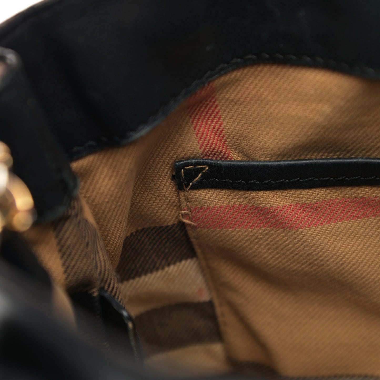 Calfskin House Check Small Banner Tote Black