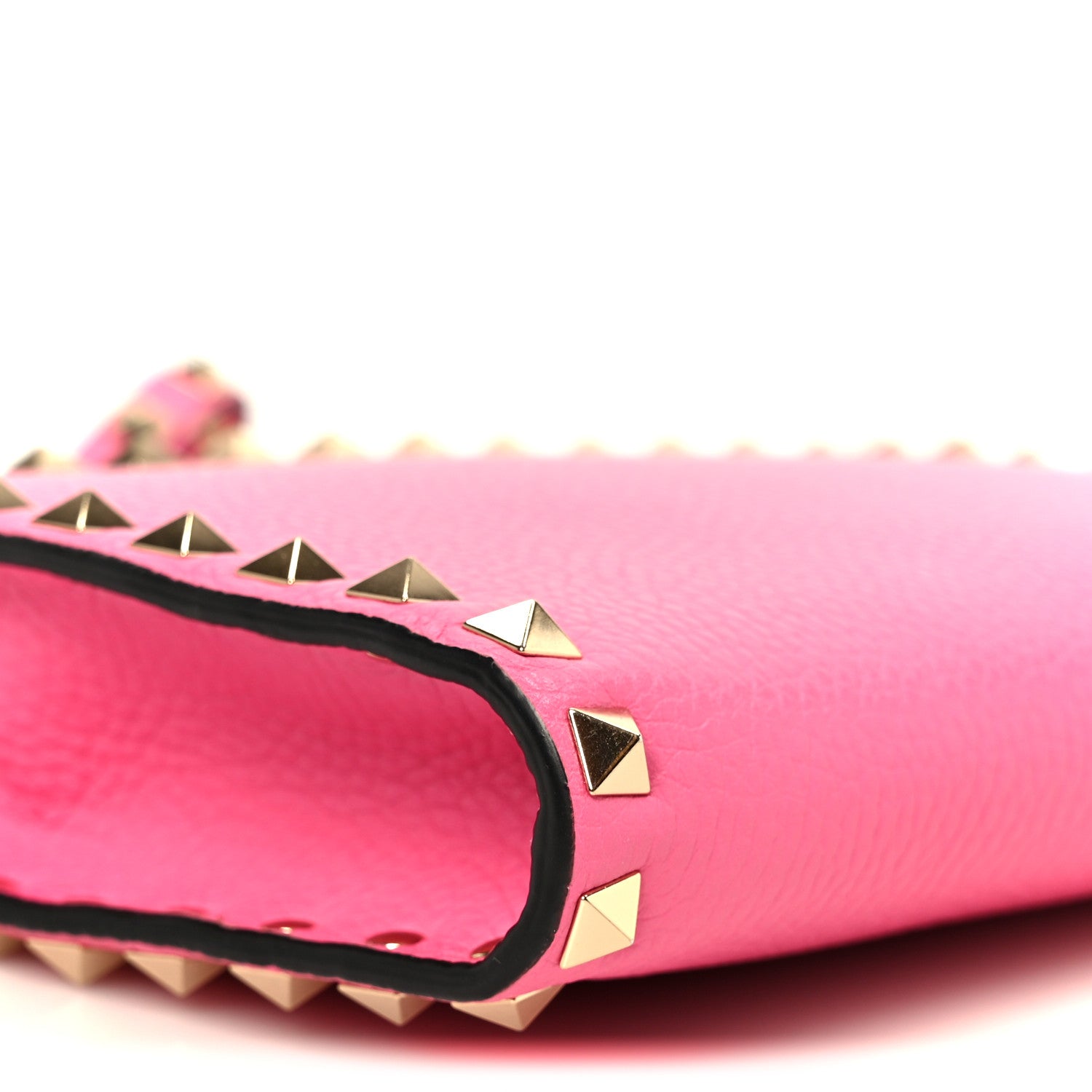 Valentino Garavani Pebbled Calfskin Medium Rockstud Flat Pouch Pink 8 of 9