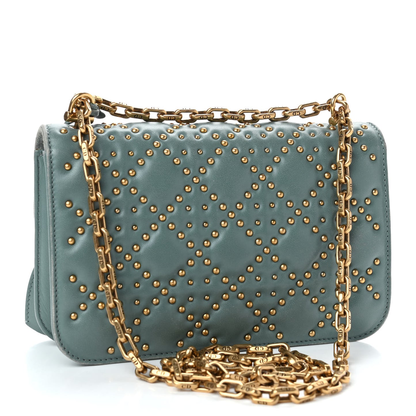 Lambskin Cannage Studded Small Dioraddict Flap Light Blue