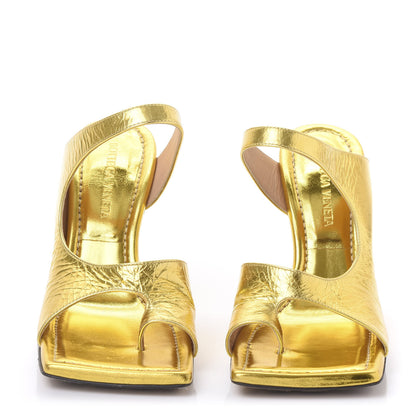 Bottega Veneta Vitello Lame Square Toe Sandals 35 Gold 2 of 8