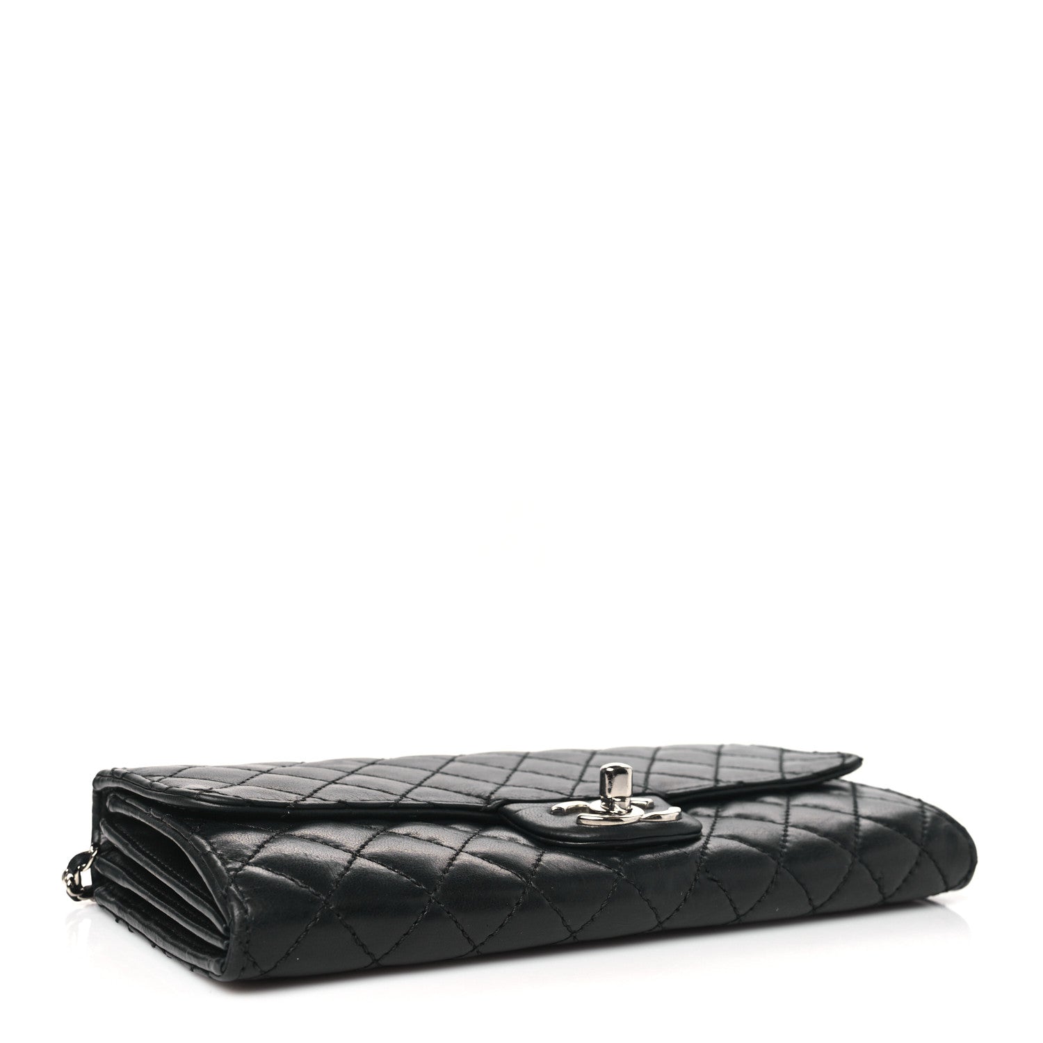 Chanel Lambskin Quilted Clutch with Chain Flap Black 4 of 13