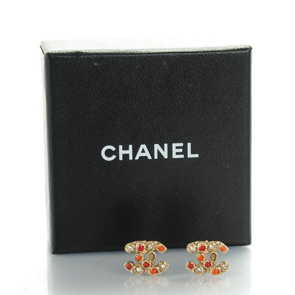 Chanel Gripoix Crystal CC Earrings Gold 5 of 5