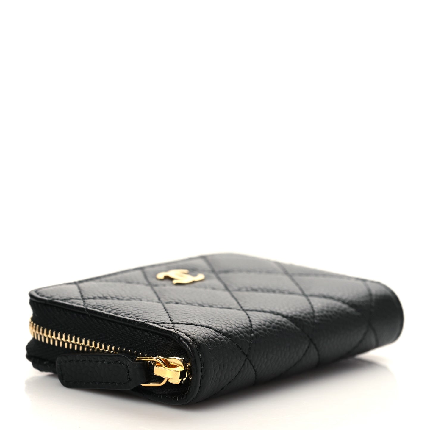 Caviar Quilted Zip Coin Purse Black