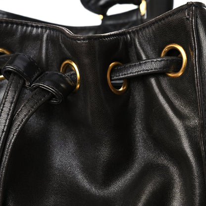 Chanel Lambskin Quilted Drawstring Backpack Black 16 of 21