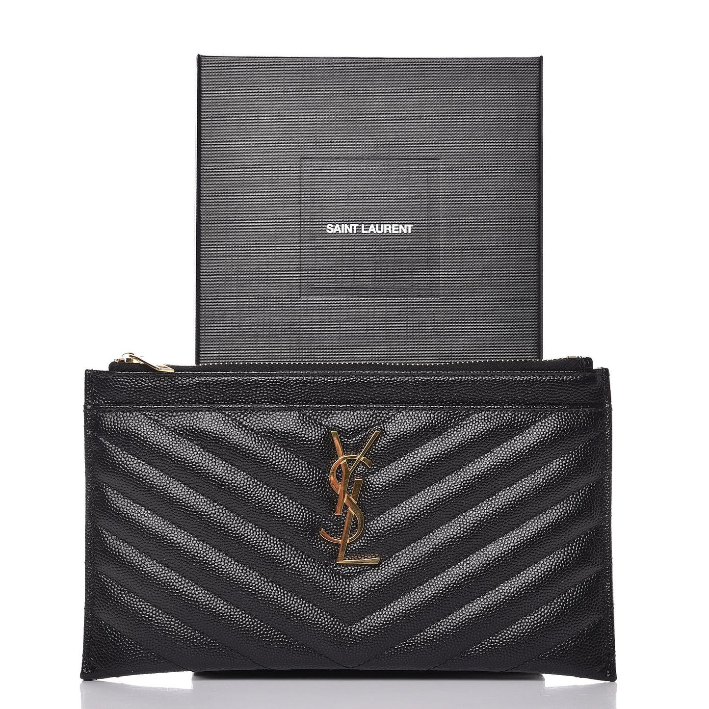 Grain De Poudre Chevron Monogram Bill Pouch Black