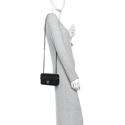 Chanel Lambskin Quilted Extra Mini Rectangular Flap Black 2 of 10