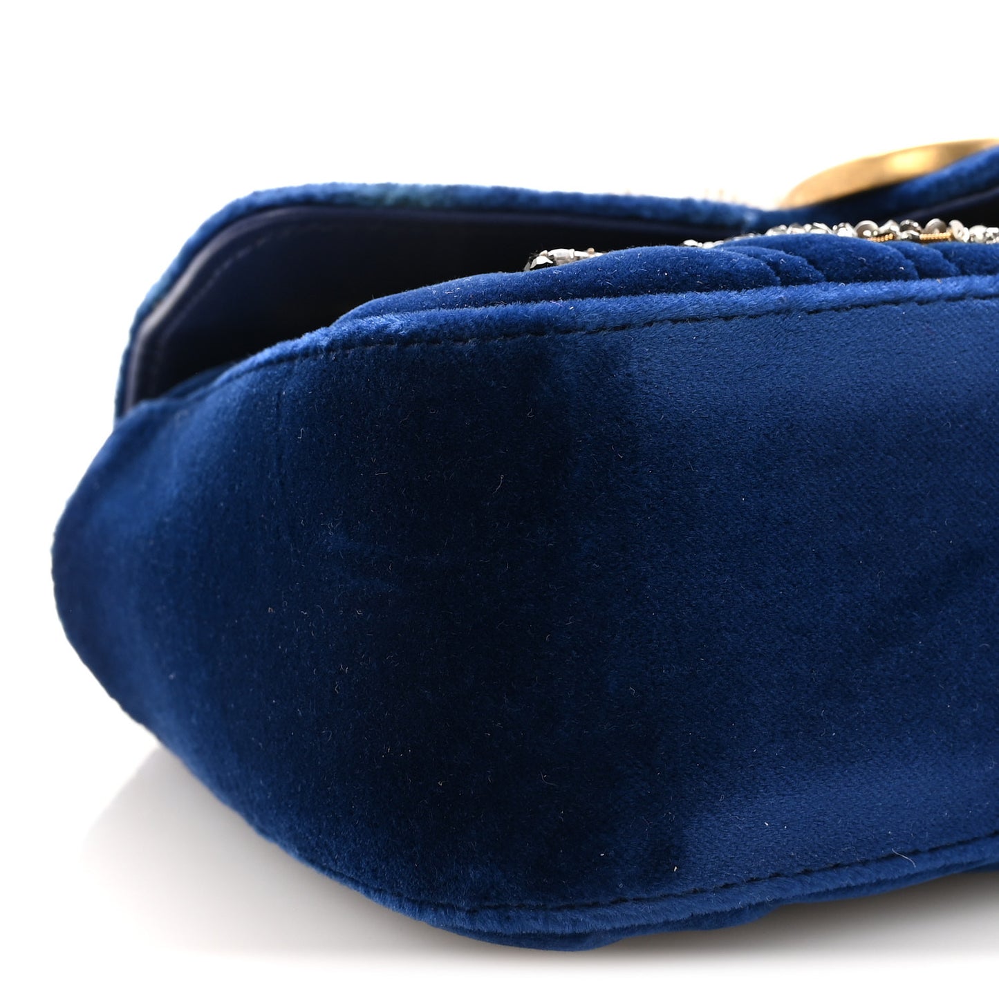 Velvet Matelasse Embroidered Mini GG Marmont Shoulder Bag Cobalt Blue