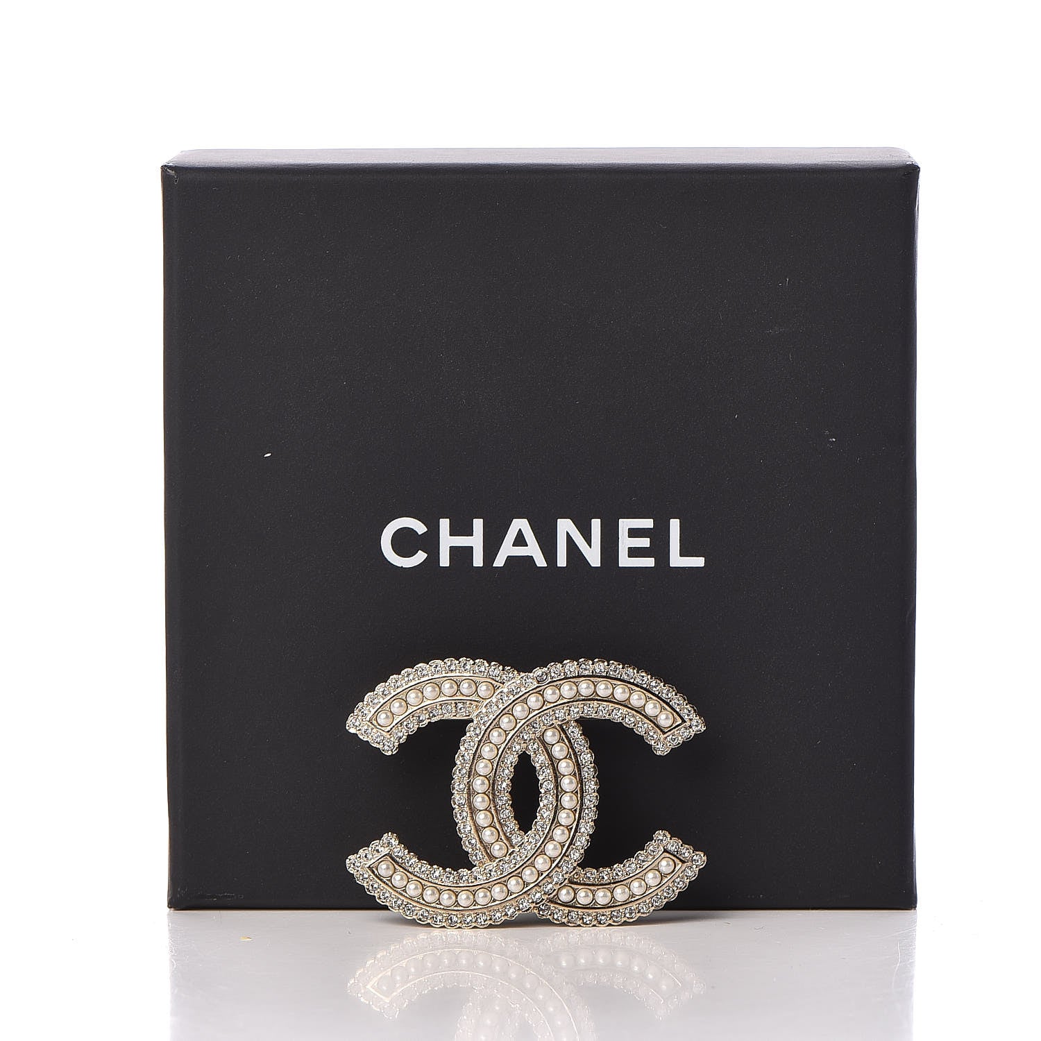 Chanel Pearl Crystal Lace Camellia CC Brooch Gold 5 of 5