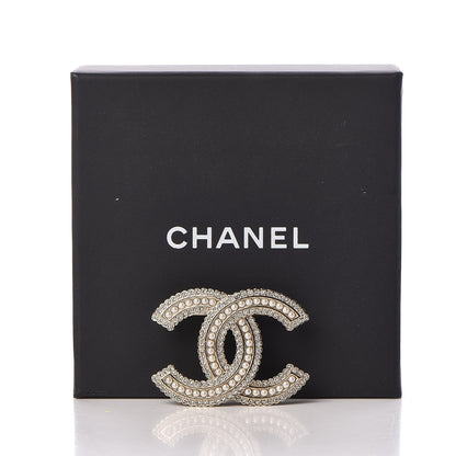 Chanel Pearl Crystal Lace Camellia CC Brooch Gold 5 of 5