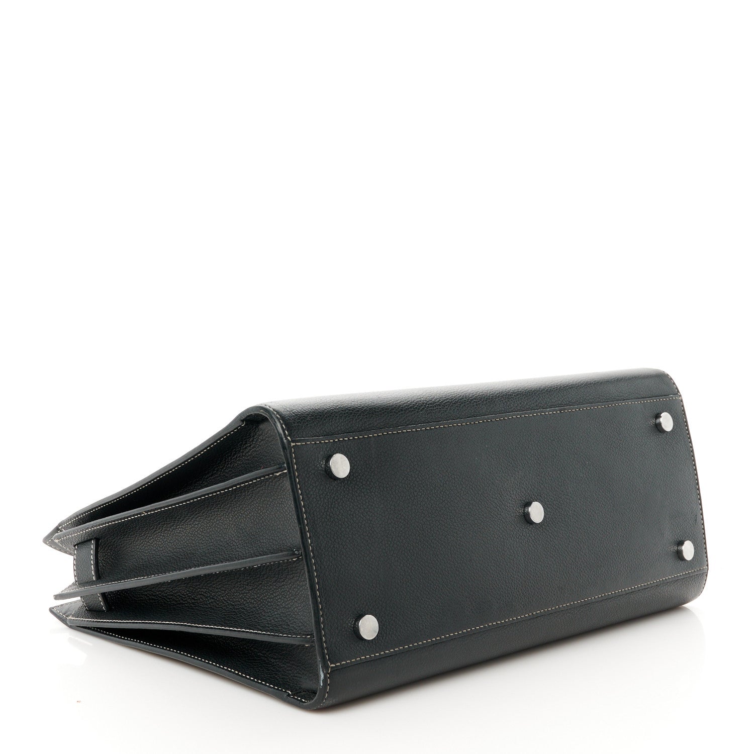 Saint Laurent Grained Calfskin Topstitch Small Sac De Jour Black Porcelain 4 of 12