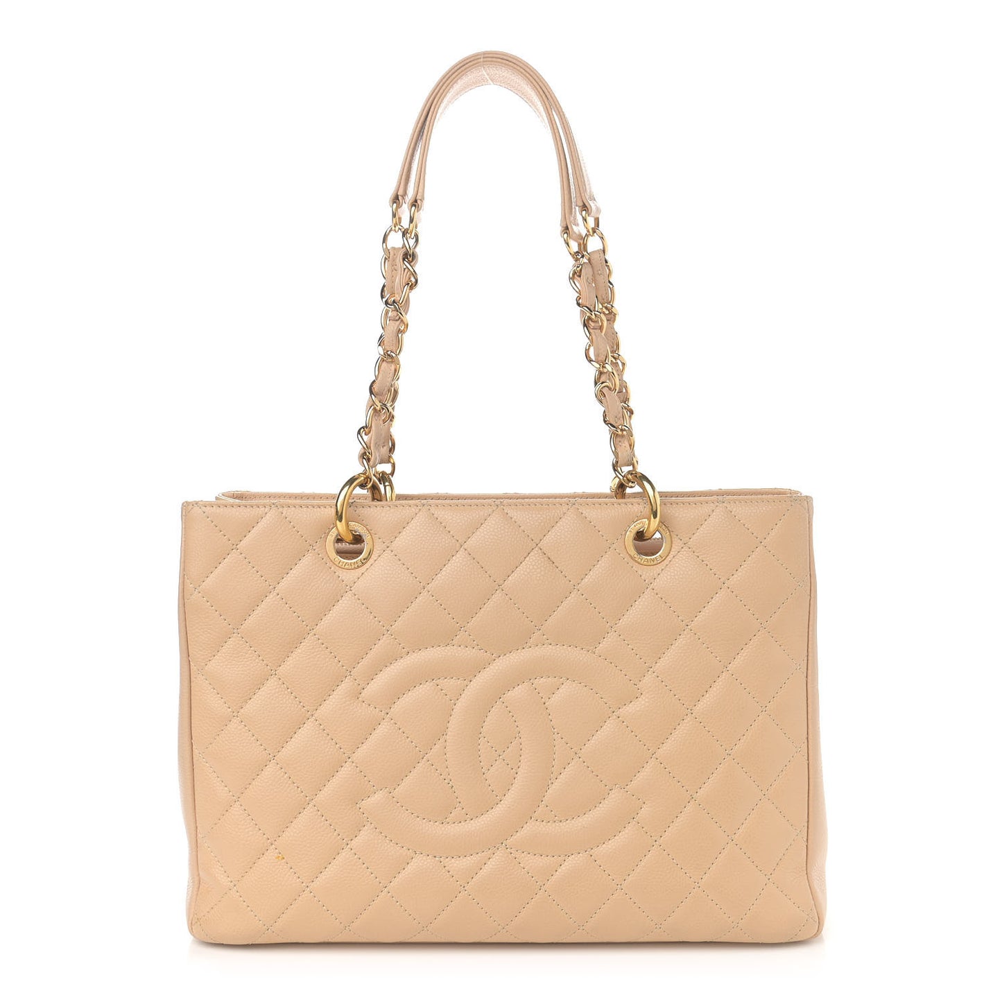 Caviar Quilted Grand Shopping Tote GST Beige