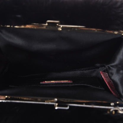 Fendi Lace Mink Pearl Mini Neve Shoulder Bag Black 5 of 9