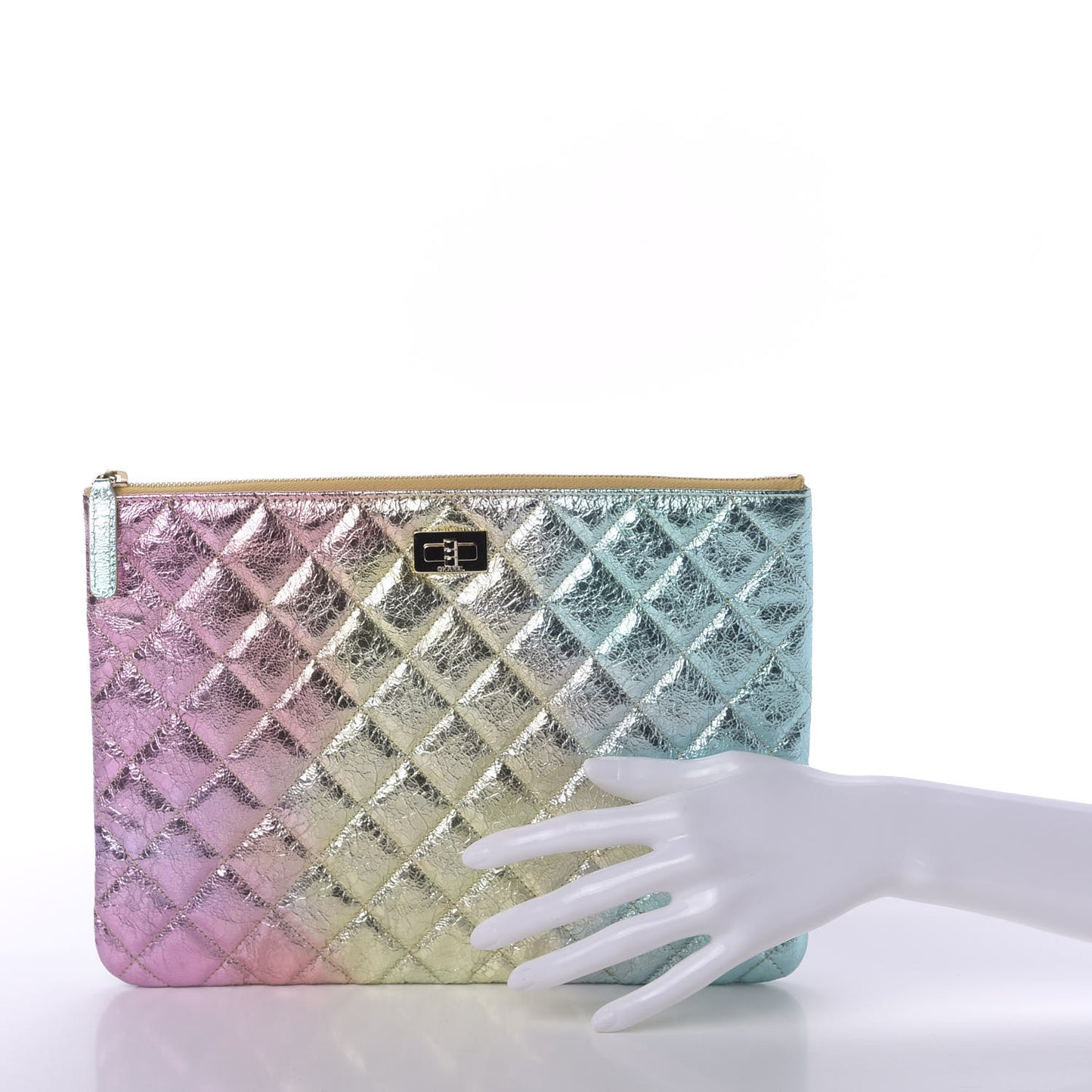 Metallic Goatskin Quilted Medium 2.55 Reissue Cosmetic Case Multicolor