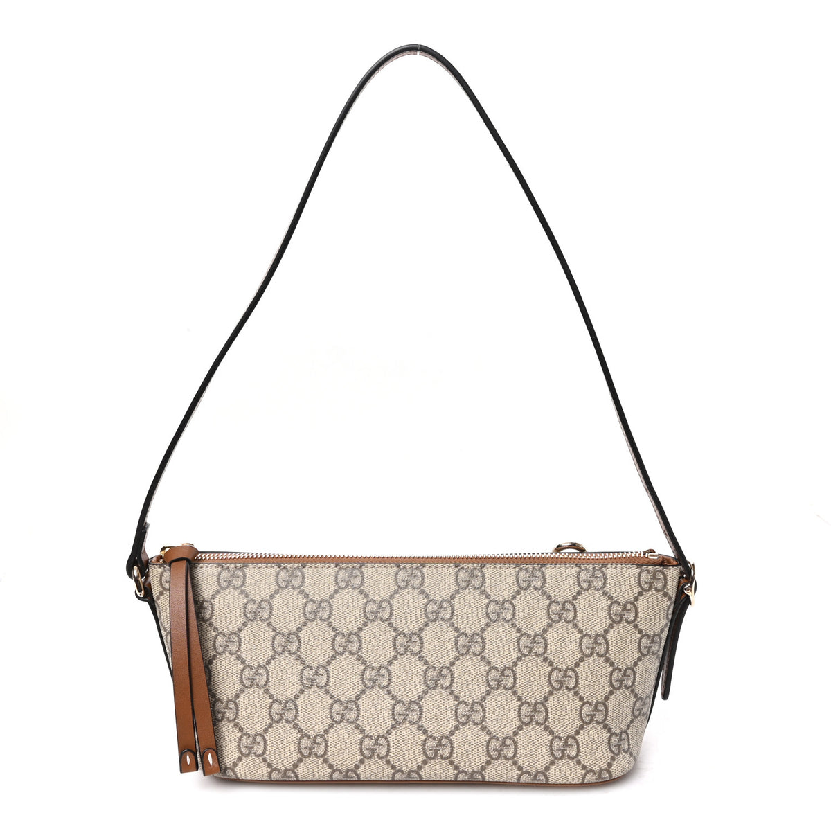 GG Supreme Monogram Emblem Small Shoulder Bag Beige Dark Brown