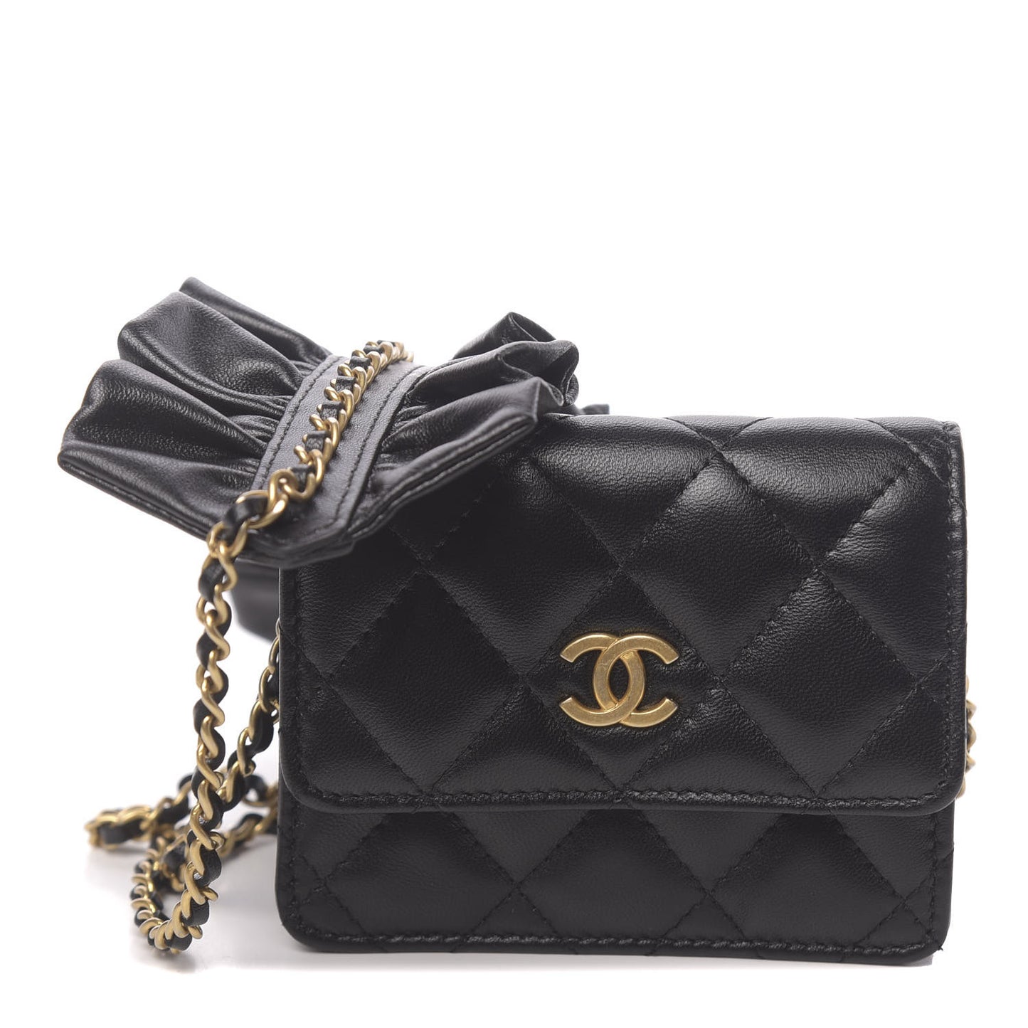 Lambskin Quilted Romance Clutch With Chain Black