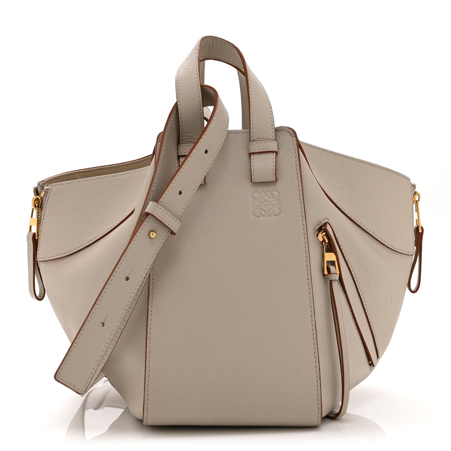Grained Calfskin Small Hammock Shoulder Bag Light Ghost