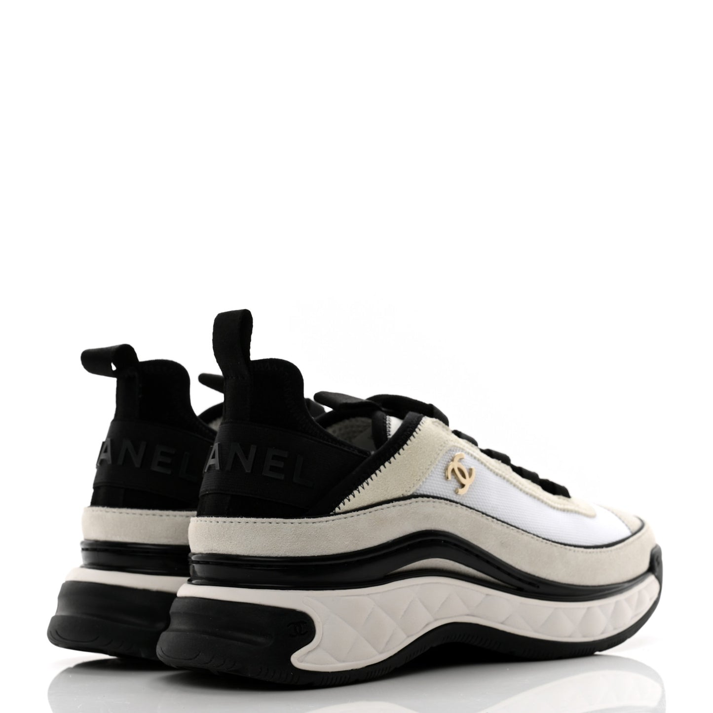 Fabric Suede Calfskin CC Sneakers 37 White