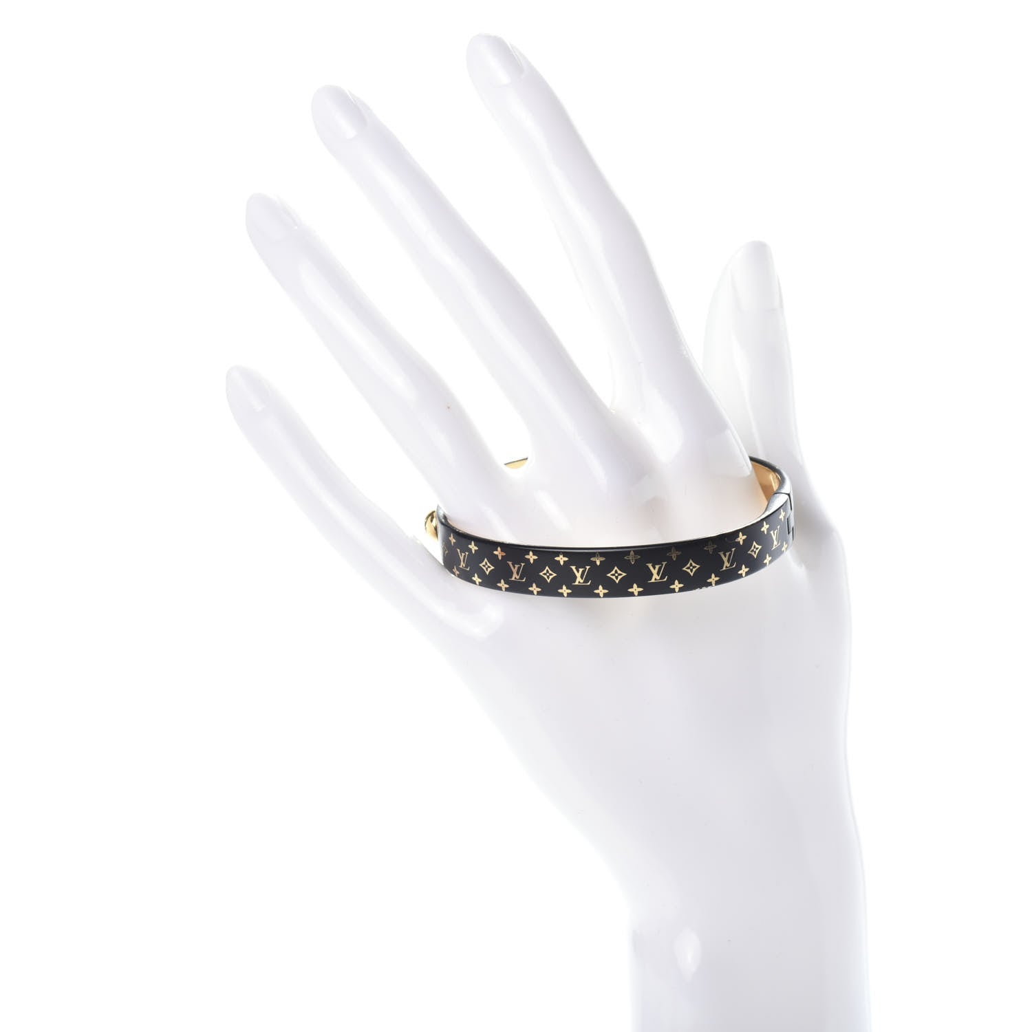 Louis Vuitton Monogram Nanogram Cuff M Black Gold 2 of 5