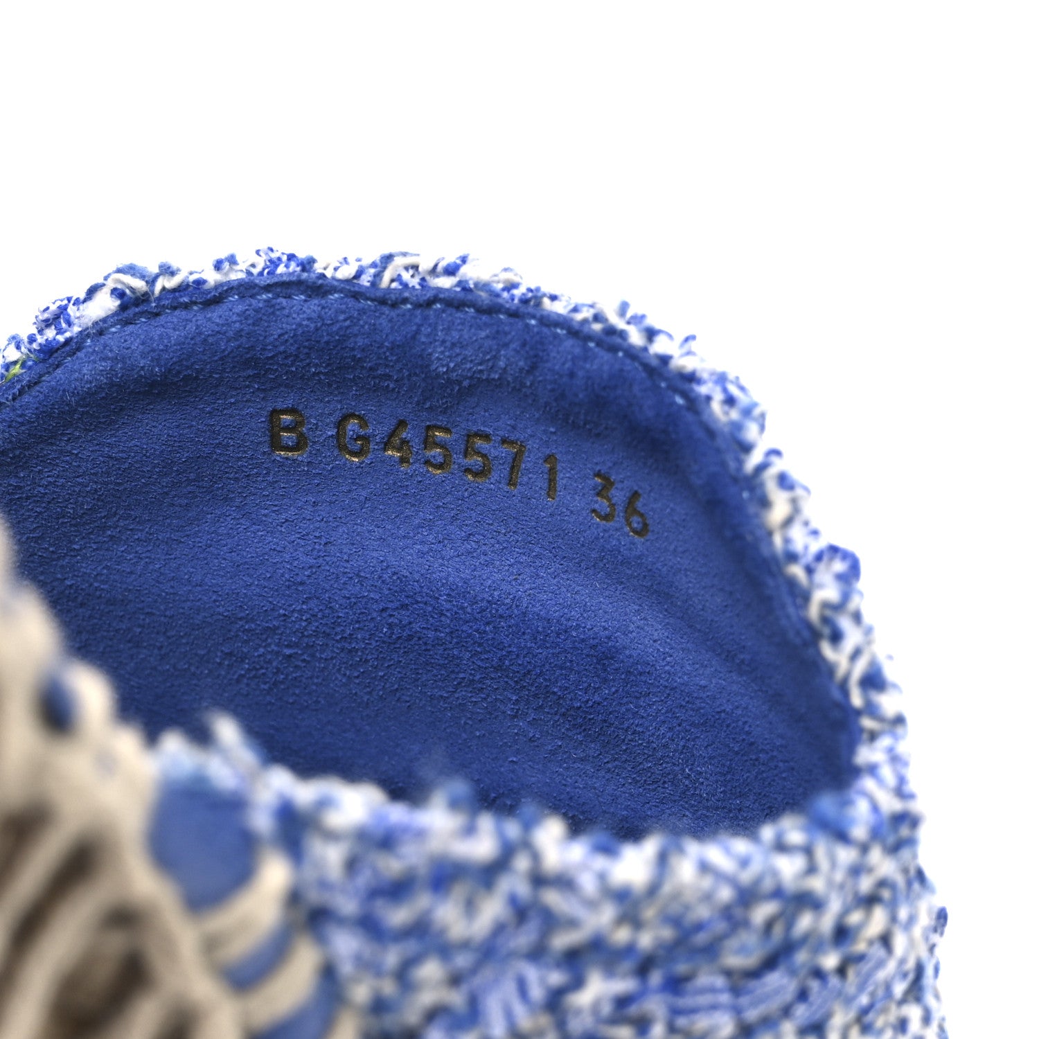 Chanel Tweed Sequin Cap Toe CC Espadrilles Mule 36 Blue White 9 of 10
