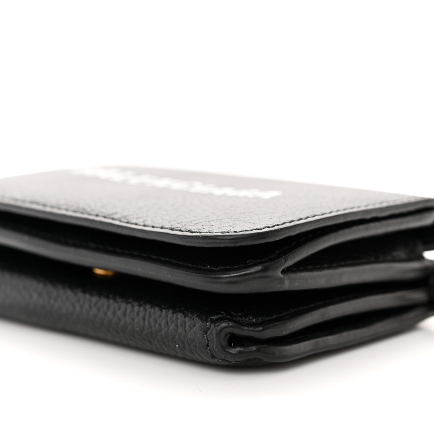 Grained Calfskin Logo Mini Cash Wallet On Chain Black White