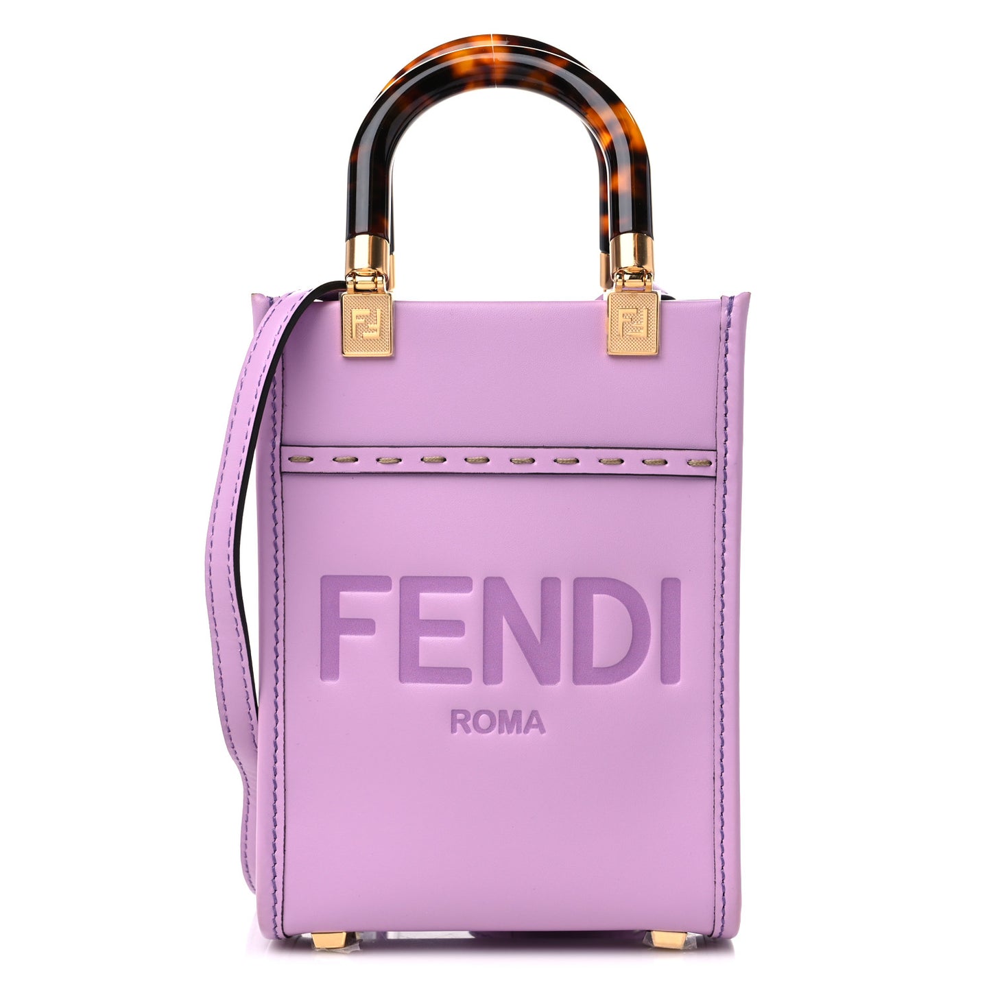 Vitello King Plexiglass Logo Embossed Mini Fendi Sunshine Shopper Tote Violetta