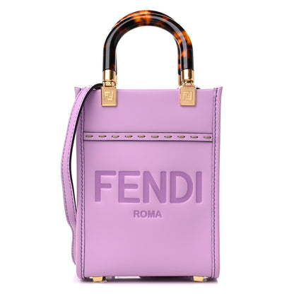 Fendi Vitello King Plexiglass Logo Embossed Mini Fendi Sunshine Shopper Tote Violetta 1 of 9