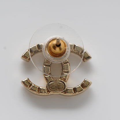 Chanel Studded CC Earrings Gold 4 of 4