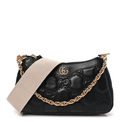 Gucci Calfskin GG Matelasse Chain Handbag Black Natural 1 of 10