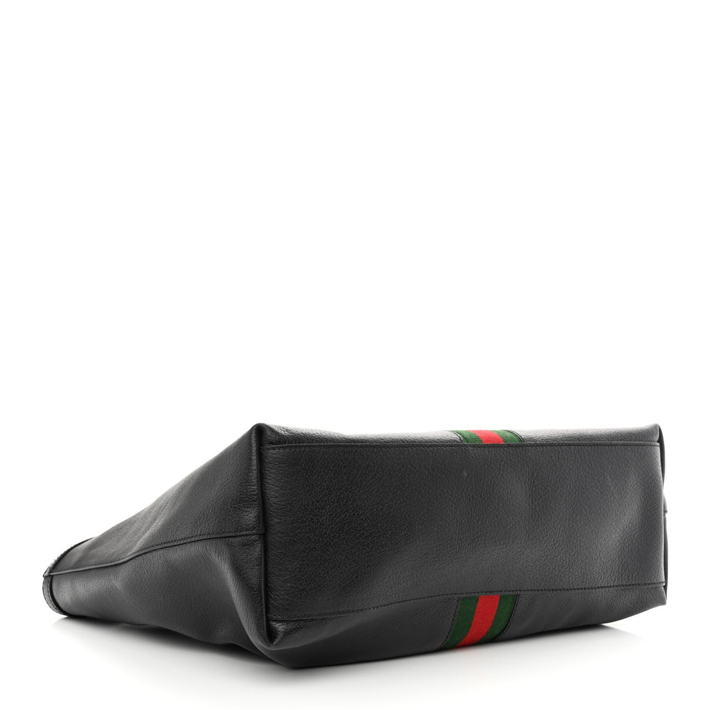 Textured Calfskin Web Medium Ophidia Shopping Tote Black