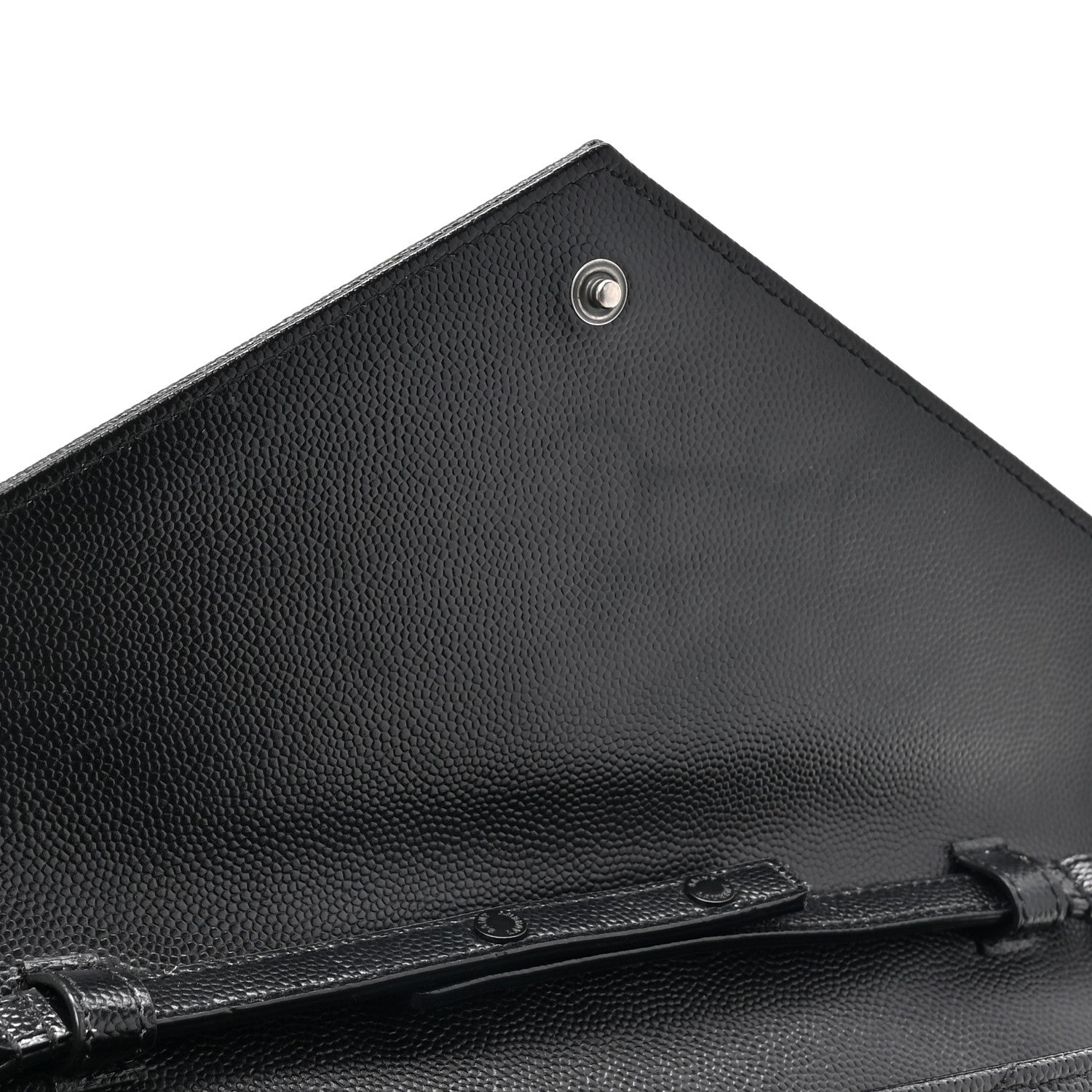 Saint Laurent Grain De Poudre Matelasse Chevron Monogram Monochrome Chain Wallet Black 11 of 15