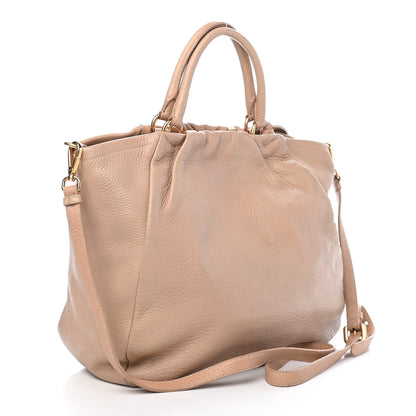 Prada Cervo Pleats Tote Beige 3 of 9