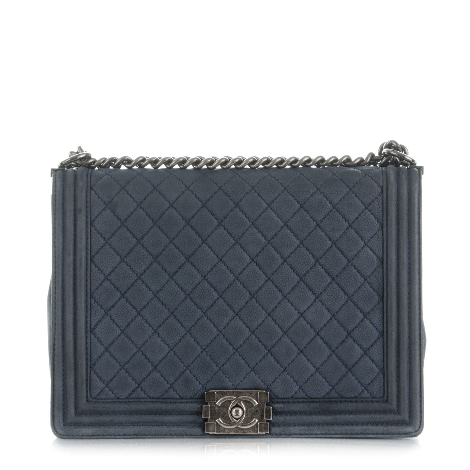 Chanel Iridescent Caviar Quilted Large Boy Flap Navy Blue 1 of 11