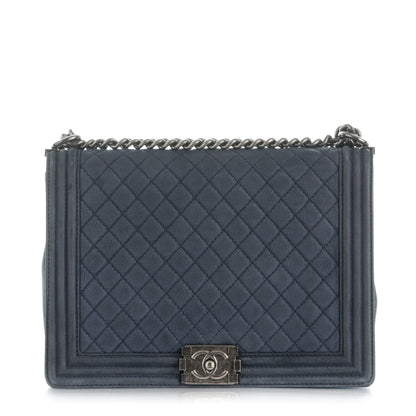 Chanel Iridescent Caviar Quilted Large Boy Flap Navy Blue 1 of 11