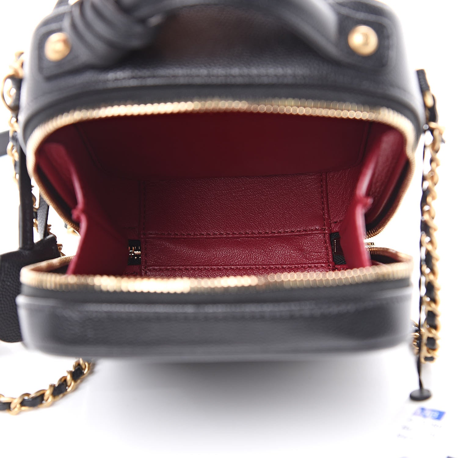 Chanel Caviar Quilted CC North South Filigree Vanity Case Black 5 of 9