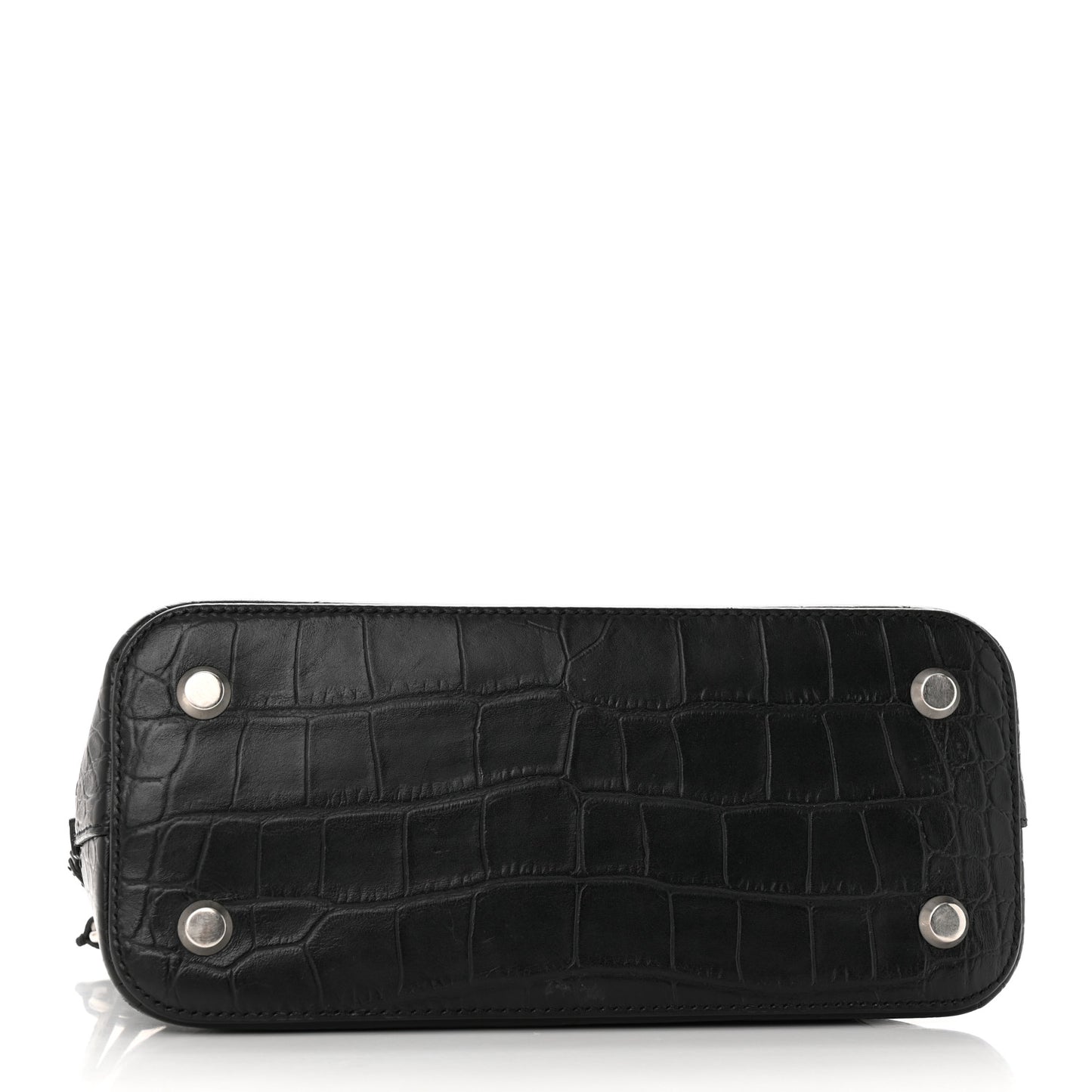 Calfskin Logo Crocodile Embossed S Ville Top Handle Bag Black White