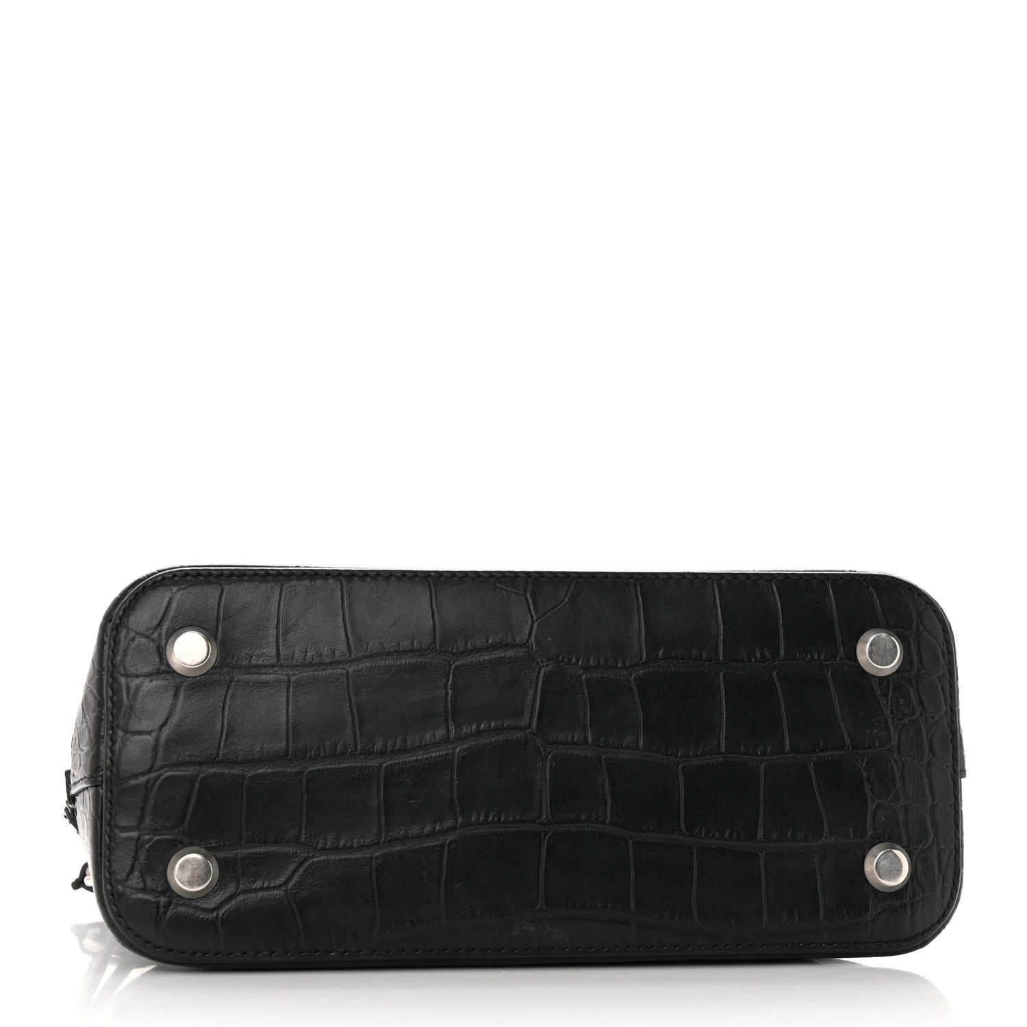 Balenciaga Calfskin Logo Crocodile Embossed S Ville Top Handle Bag Black White 4 of 22