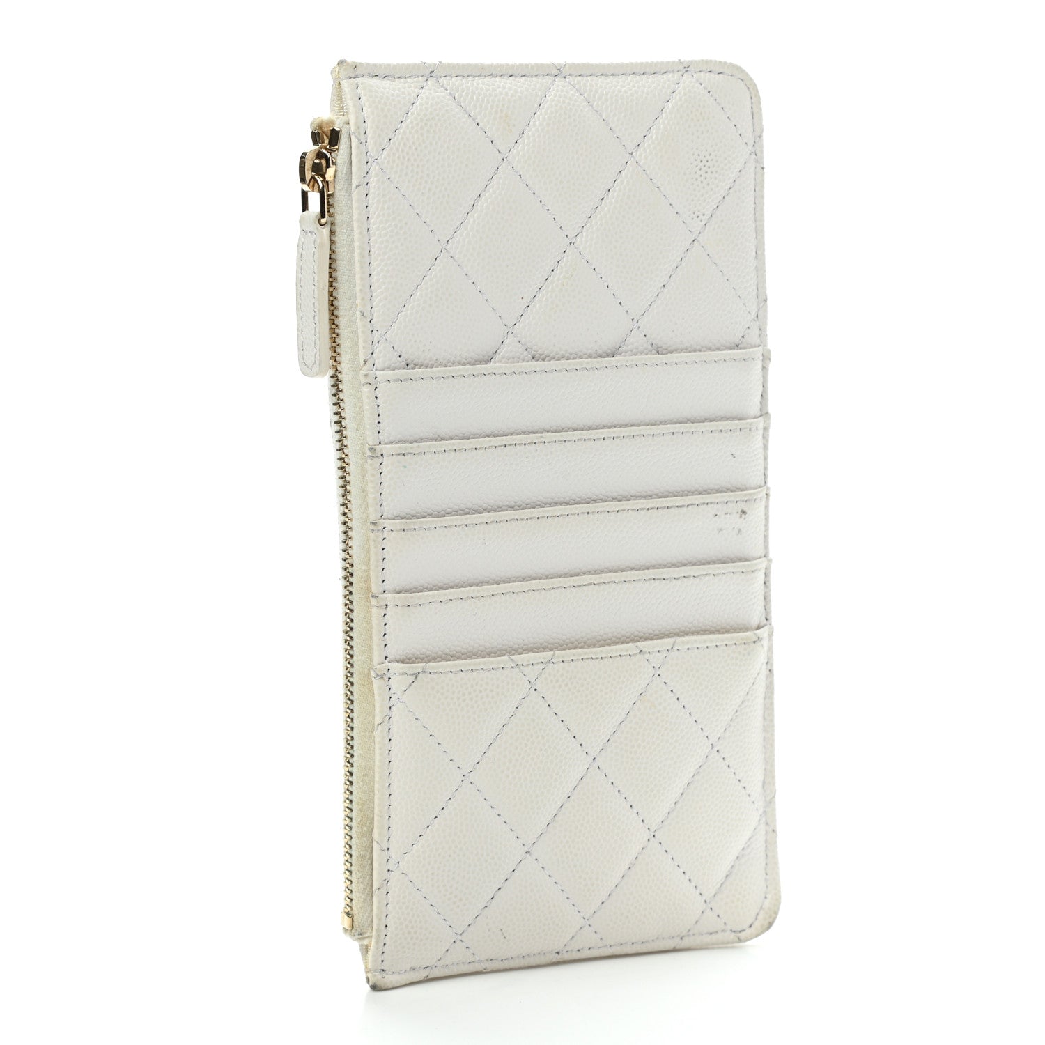 Chanel Caviar Quilted Classic Flat Wallet Pouch White 3 of 17
