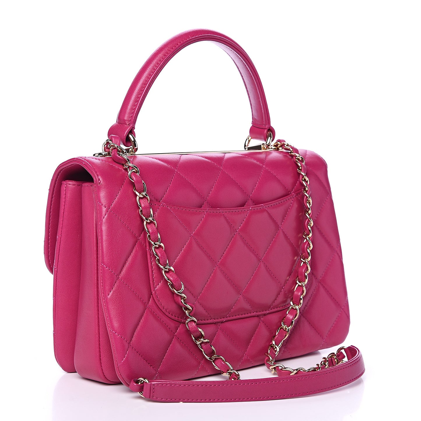 Lambskin Quilted Small Trendy CC Dual Handle Bag Dark Pink