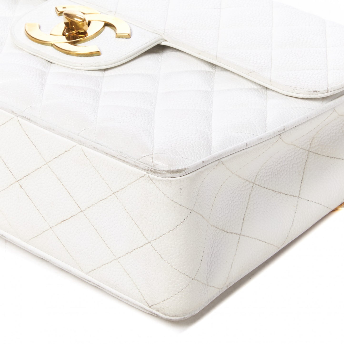 Caviar Quilted Jumbo Single Flap White
