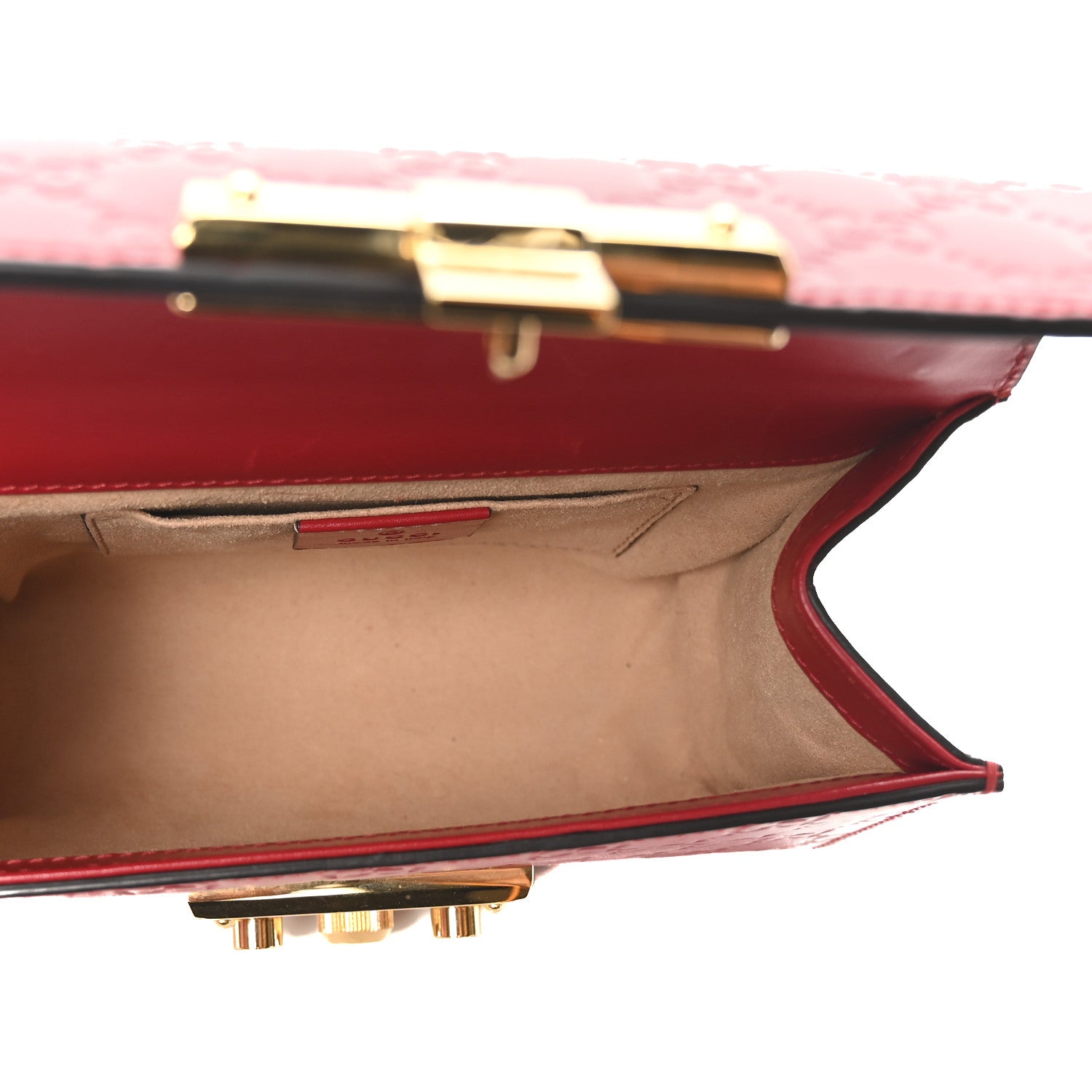 Gucci Guccissima Small Padlock Shoulder Bag Hibiscus Red 5 of 10