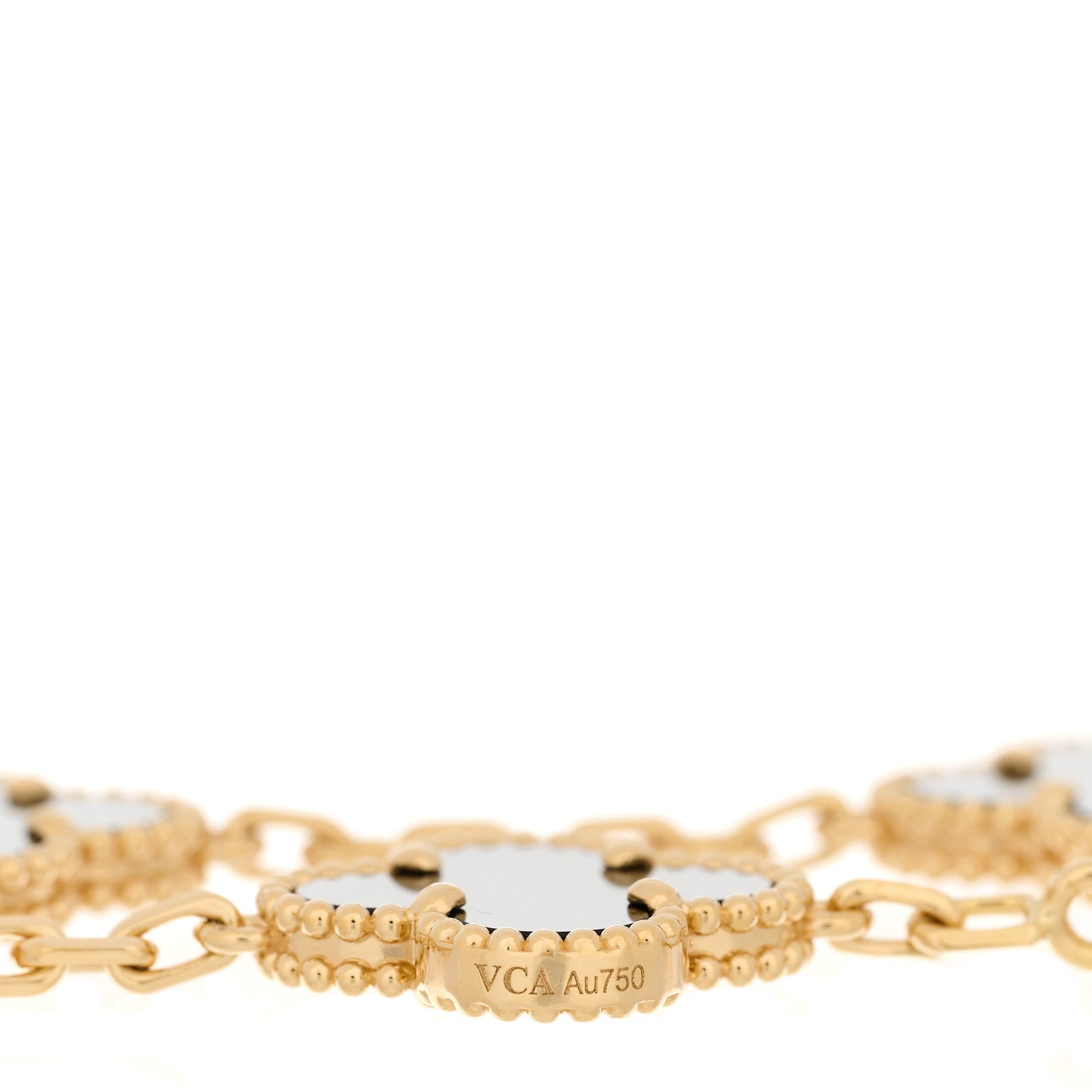 Van Cleef & Arpels 18K Yellow Gold Black Onyx 5 Motifs Vintage Alhambra Bracelet 3 of 4