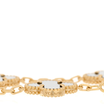 Van Cleef & Arpels 18K Yellow Gold Black Onyx 5 Motifs Vintage Alhambra Bracelet 3 of 4