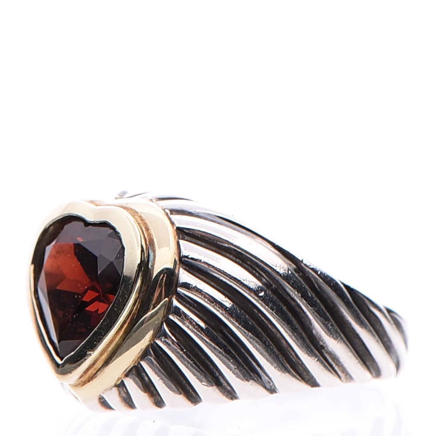 Sterling Silver 14K Gold Garnet Heart Ring 57 8