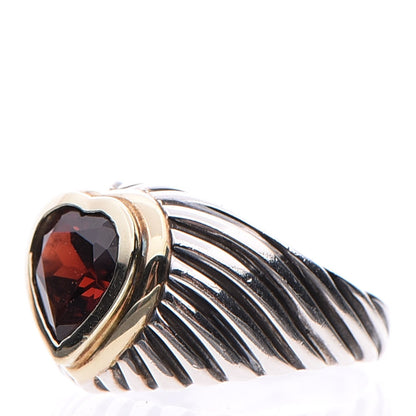 David Yurman Sterling Silver 14K Gold Garnet Heart Ring 57 8 3 of 6