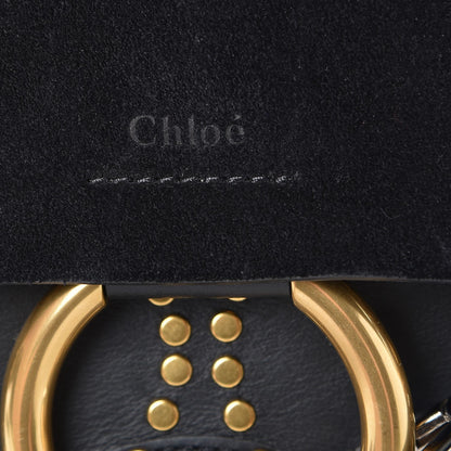Chloe Calfskin Suede Studded Medium Faye Shoulder Bag Black 6 of 8
