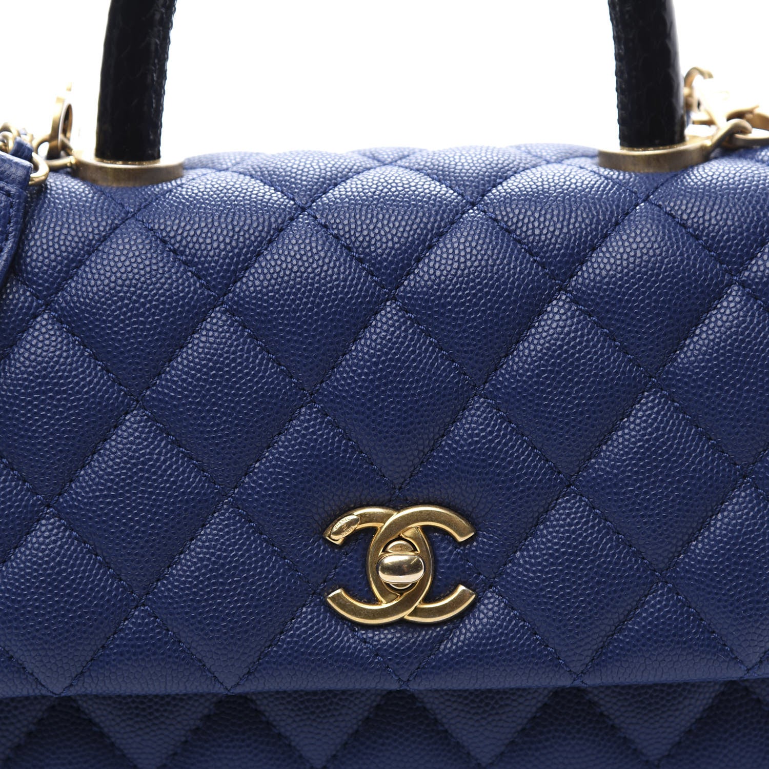 Chanel Caviar Elaphe Quilted Mini Coco Handle Flap Blue 9 of 10
