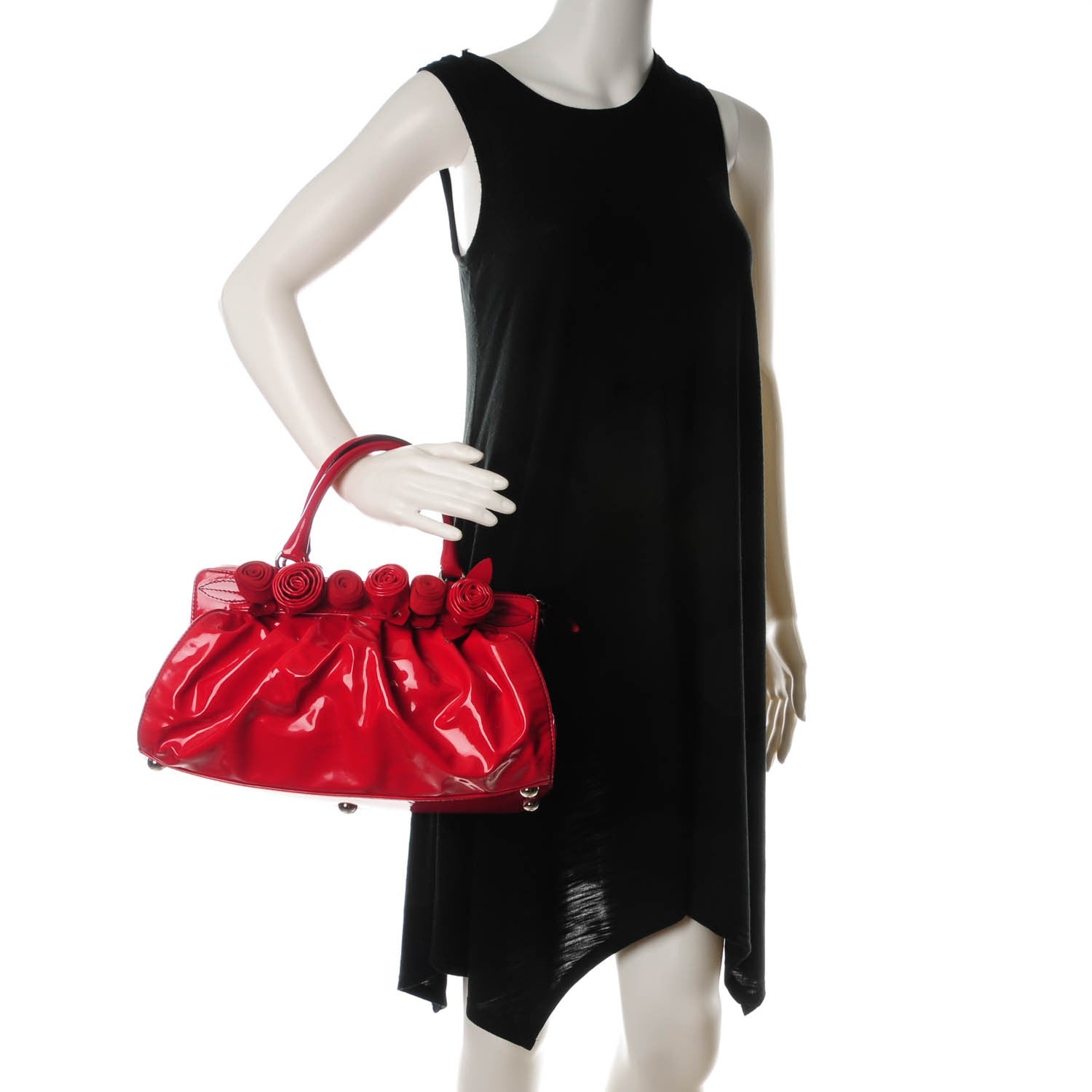Valentino Garavani Coated Canvas Lacca Fleur Satchel Red 2 of 7