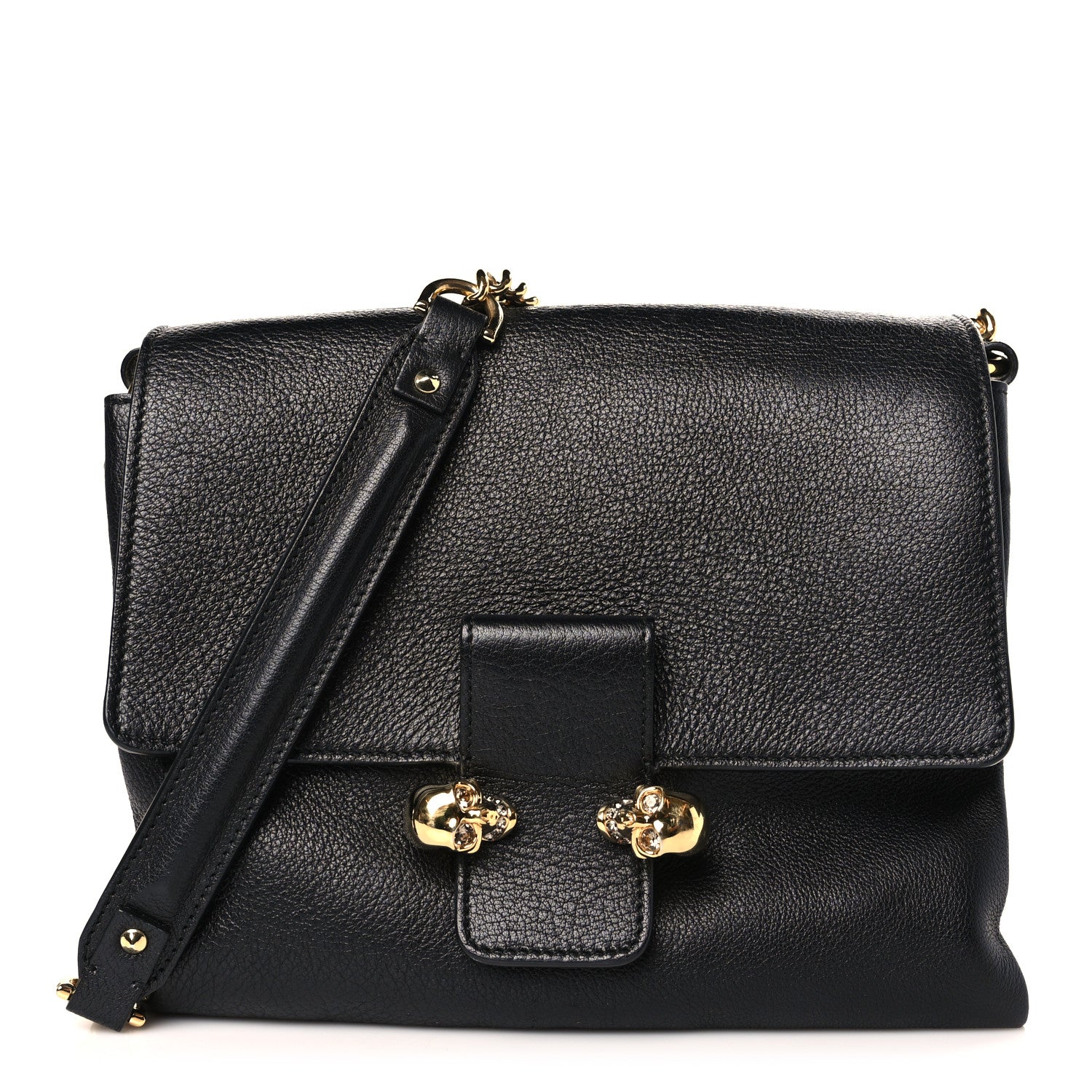 Alexander McQueen Calfskin Small Twin Skull Chain Crossbody Black 1 of 8