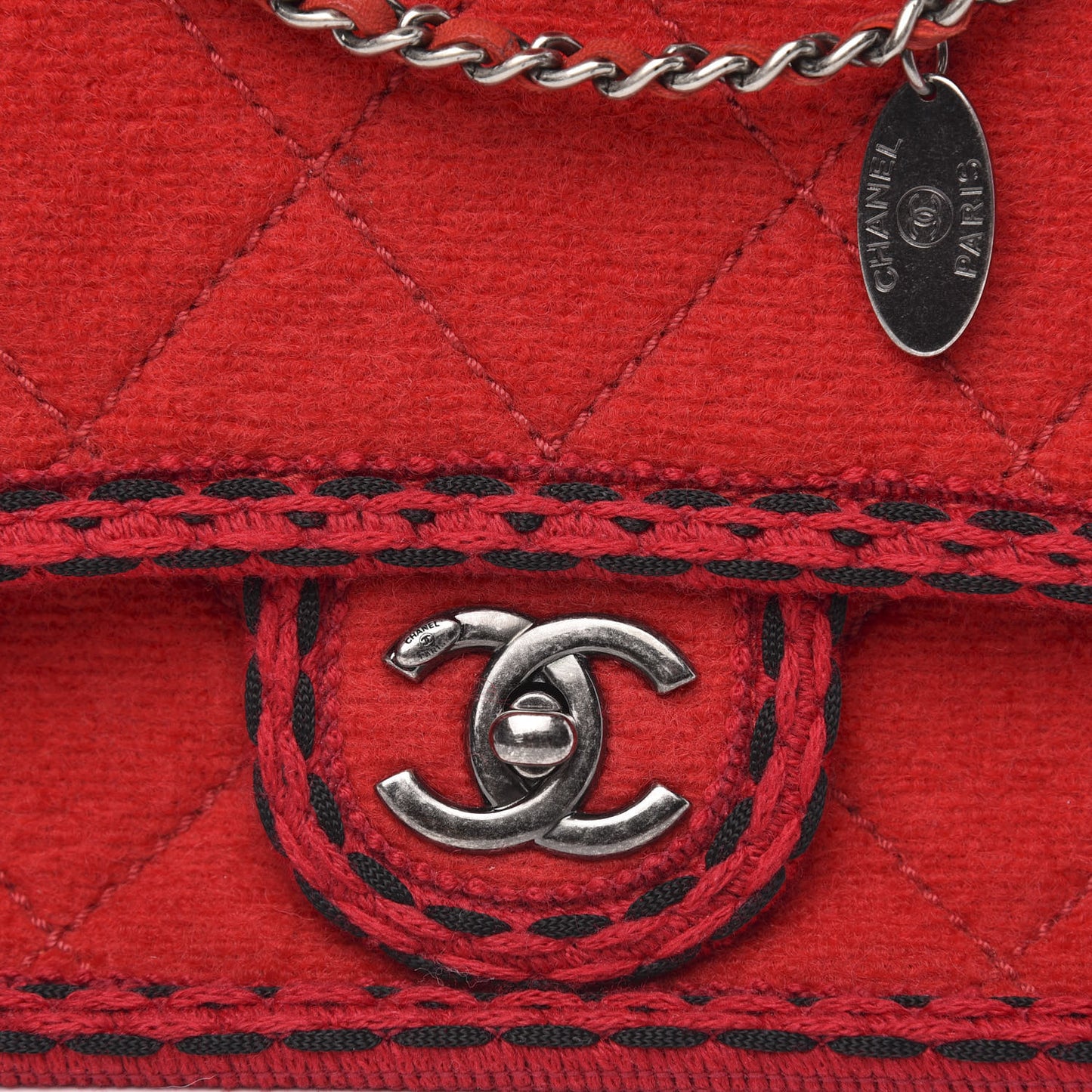 Wool Quilted Mini Edelweiss Single Flap Red